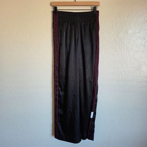 Adidas Originals Adibreak Satin 3-Stripe Popper Track Pants Black/Burgundy Small - Picture 1 of 10